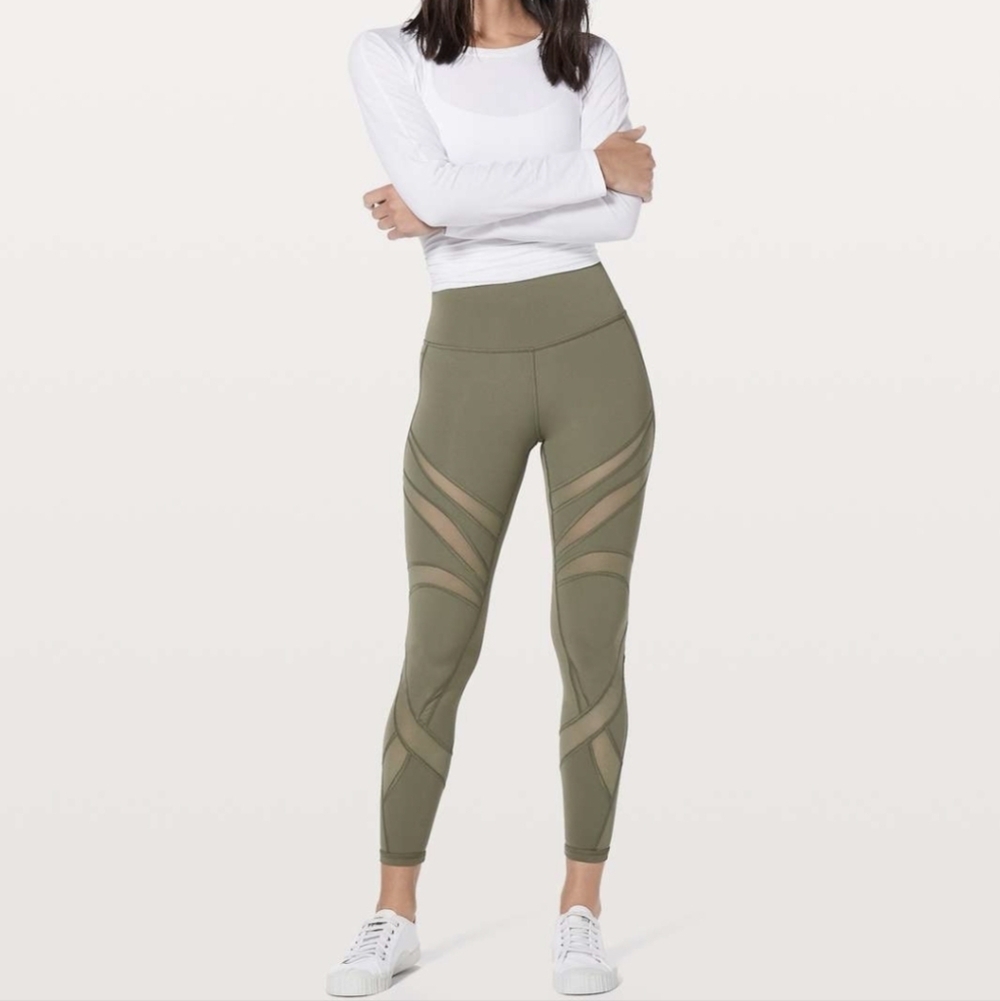 Lululemon Wunder Under Hi-Rise Tight Mesh Green Women's 6 - Picture 2 of 12